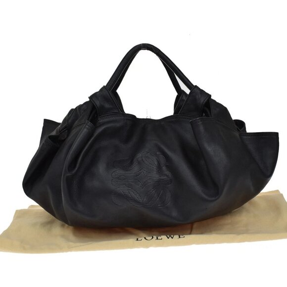 LOEWE Anagram Logo Nappa Aire Hand Bag Leather Black SHW Spain 83YH705 - Picture 1 of 15